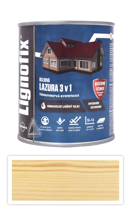 Lignofix LAZURA 3v1 - olejová lazura s biocidem 0.6 l Bezbarvá