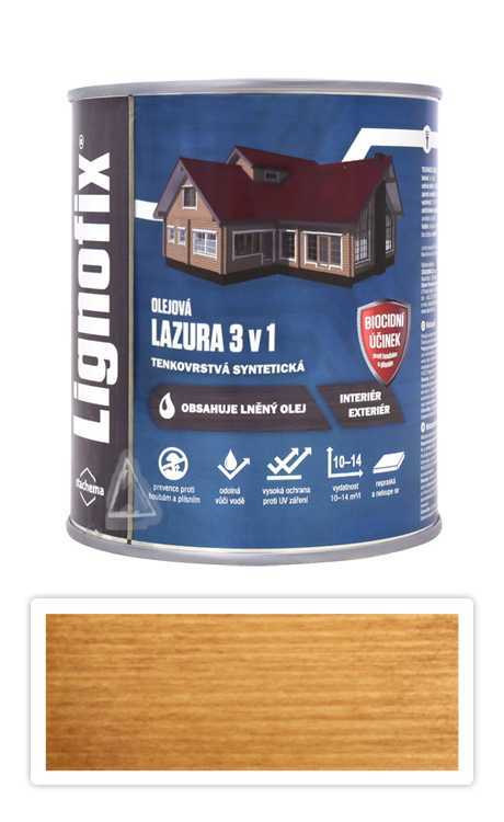 Lignofix LAZURA 3v1 - olejová lazura s biocidem 0.6 l Dub
