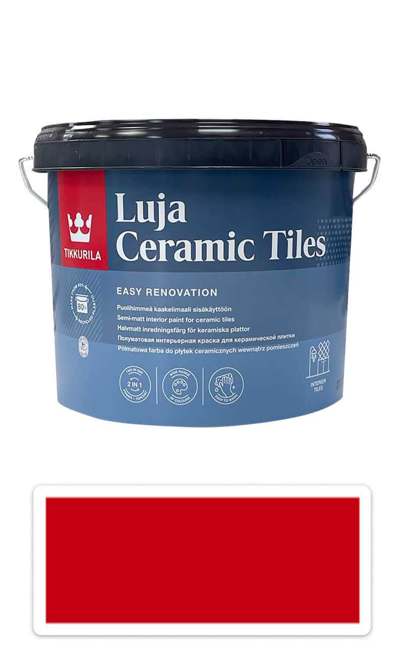 TIKKURILA Luja Ceramic Tiles - barva na keramické obklady 2.7 l Feuerrot / Ohnivě červená RAL 3000