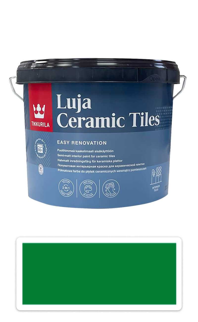 TIKKURILA Luja Ceramic Tiles - barva na keramické obklady 2.7 l Türkisgrün/Tyrkysová zelená RAL 6016