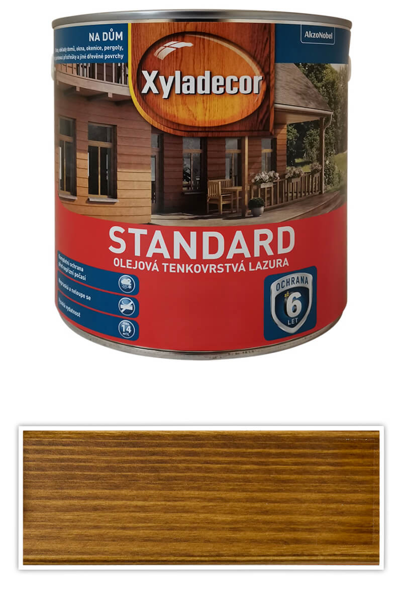 XYLADECOR Standard - olejová tenkovrstvá lazura na dřevo 2.5 l Kaštan