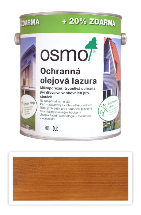OSMO Ochranná olejová lazura 3 l Dub 706 (20 % zdarma)