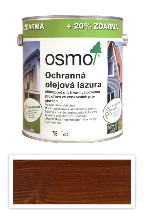 OSMO Ochranná olejová lazura na dřevo Teak 3l 708