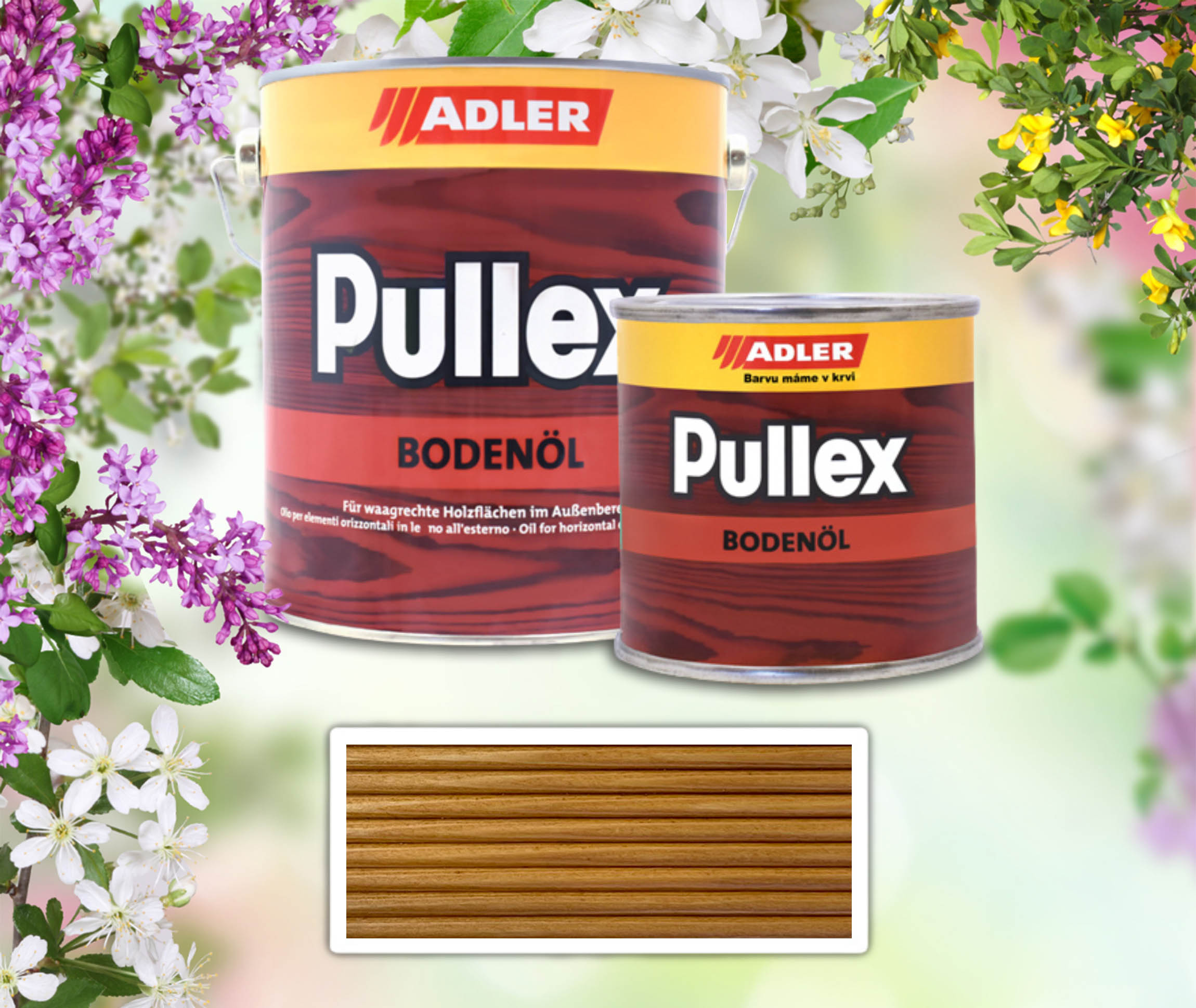 ADLER sada - Pullex Bodenöl - terasový olej 2.5 l Modřín 50547 + 0.75 l ZDARMA