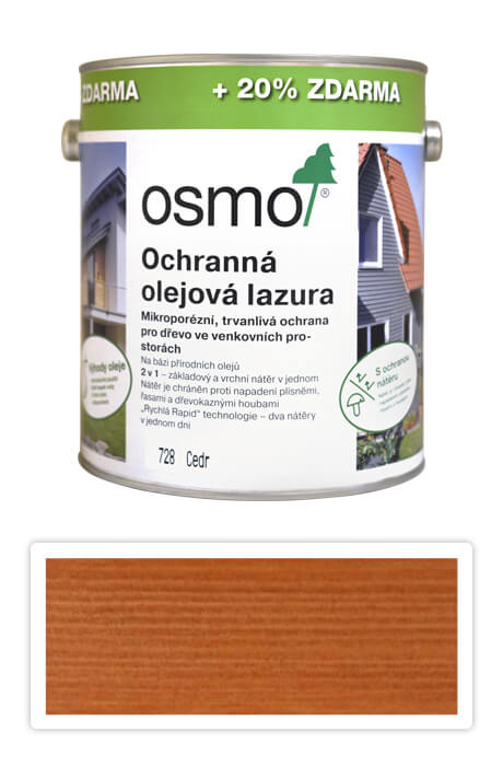 OSMO Ochranná olejová lazura na dřevo Cedr 3l 728