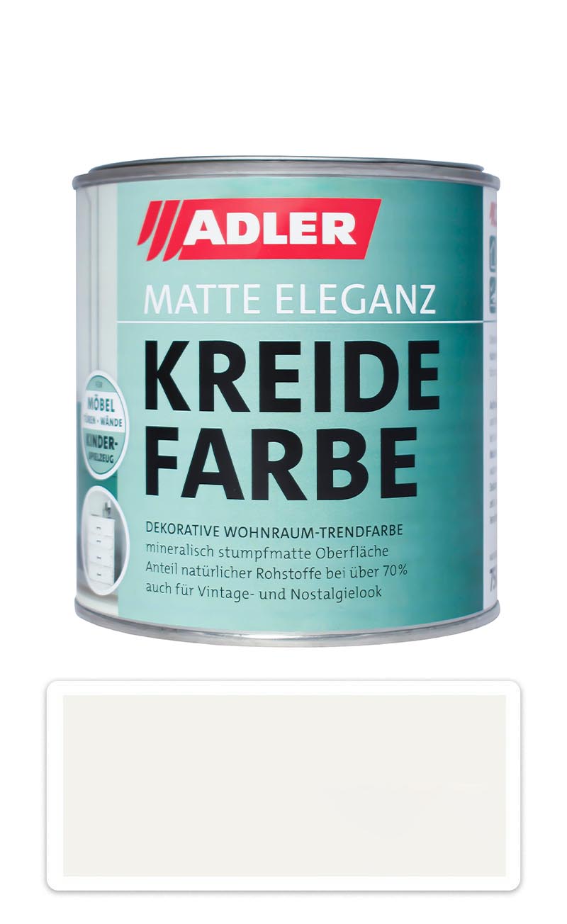 ADLER Kreidefarbe - univerzální vodou ředitelná křídová barva do interiéru 0.75 l Schneehase
