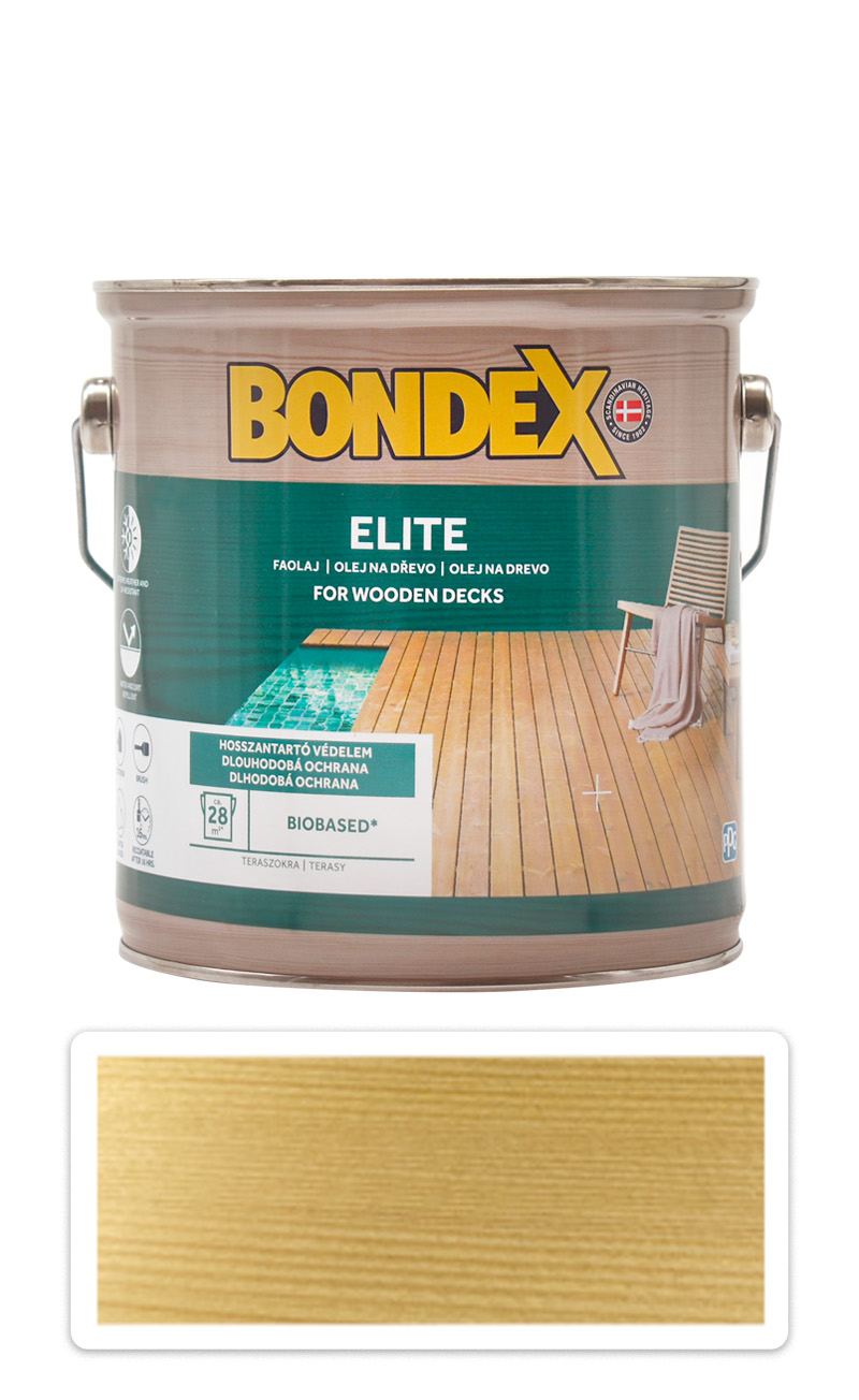 BONDEX Elite - odolný rychleschnoucí ochranný olej na dřevo v exteriéru 2.5 l Bezbarvý