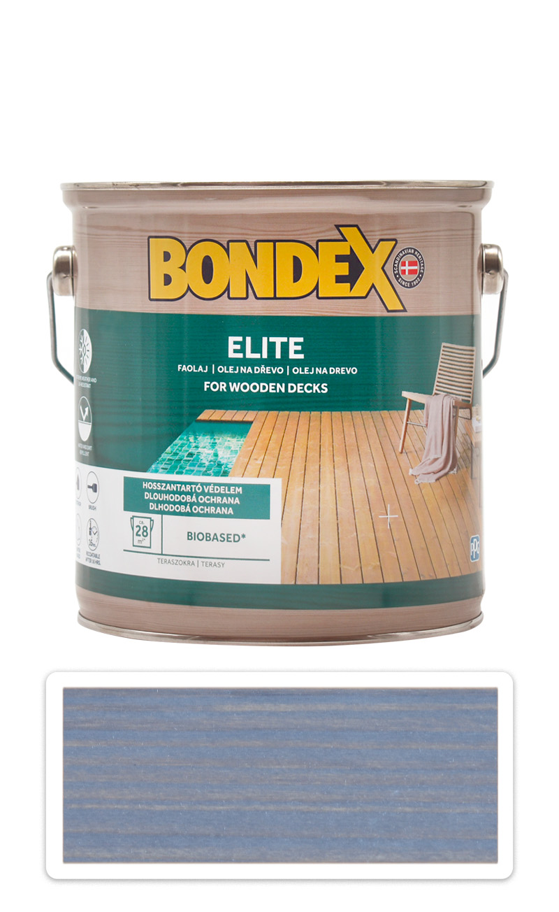 BONDEX Elite - odolný rychleschnoucí ochranný olej na dřevo v exteriéru 2.5 l Křemenně šedá