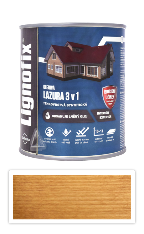 Lignofix LAZURA 3v1 - olejová lazura s biocidem 0.6 l Dub