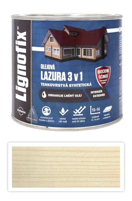 Lignofix LAZURA 3v1 - olejová lazura s biocidem 2.2 l Bílá