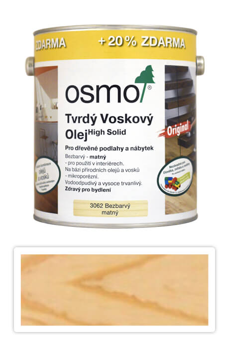 OSMO 3062 Tvrdý voskový olej Original 3l bezbarvý matný