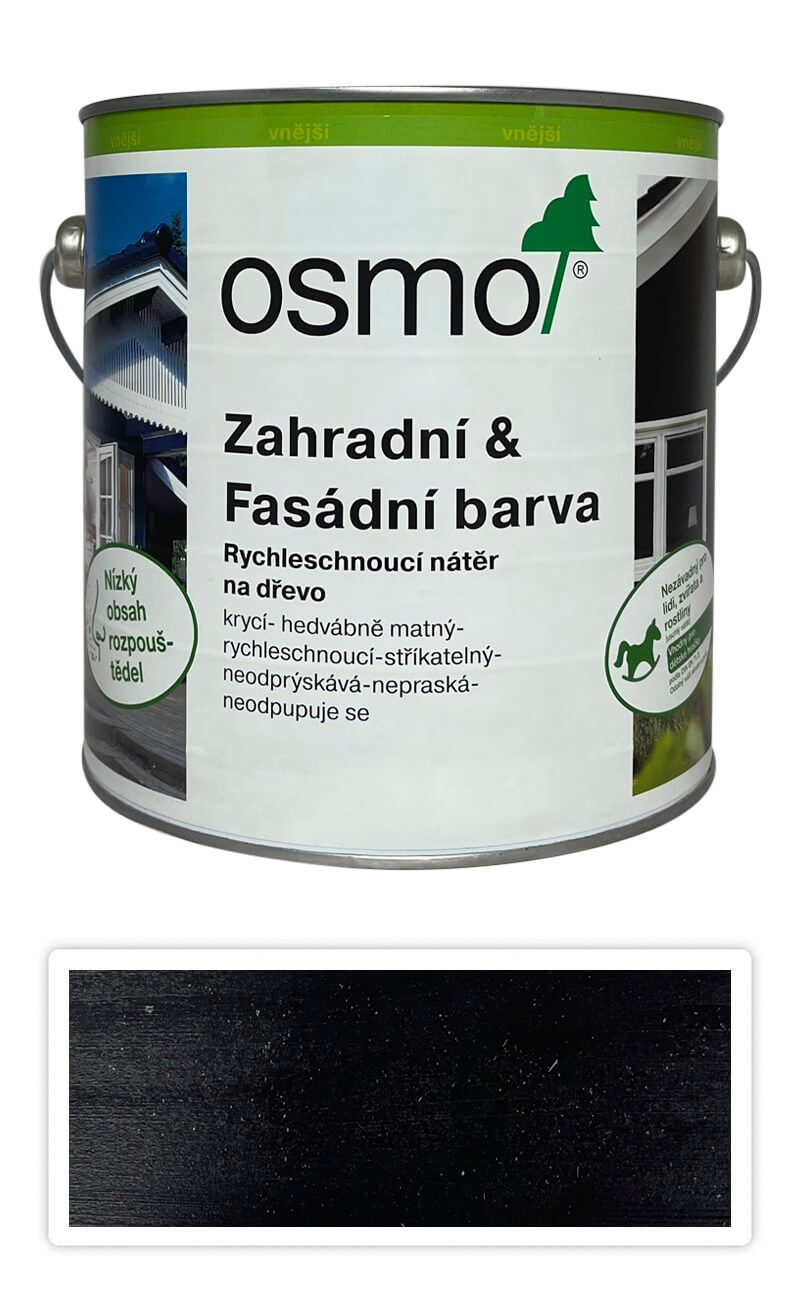 OSMO Zahradní a fasádní barva na dřevo 2.5 l Hluboce černá 7505