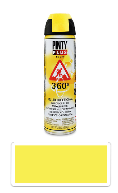 PINTYPLUS TECH - fluorescenční značkovací sprej s 360° tryskou 500 ml Žlutý T146