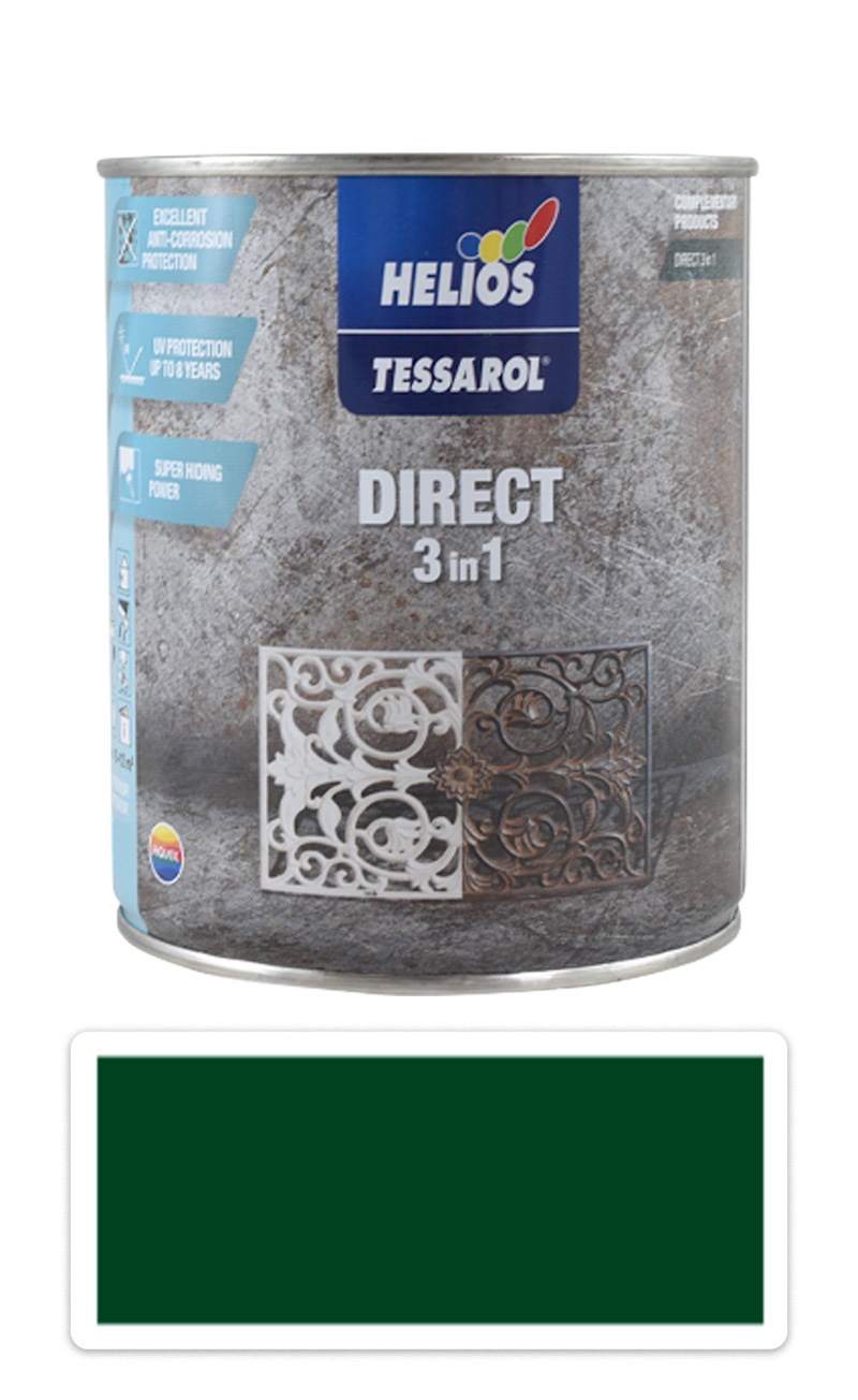 TESSAROL Direct 3in1 - antikorozní barva na kov 0.75 l Zelená RAL 6005
