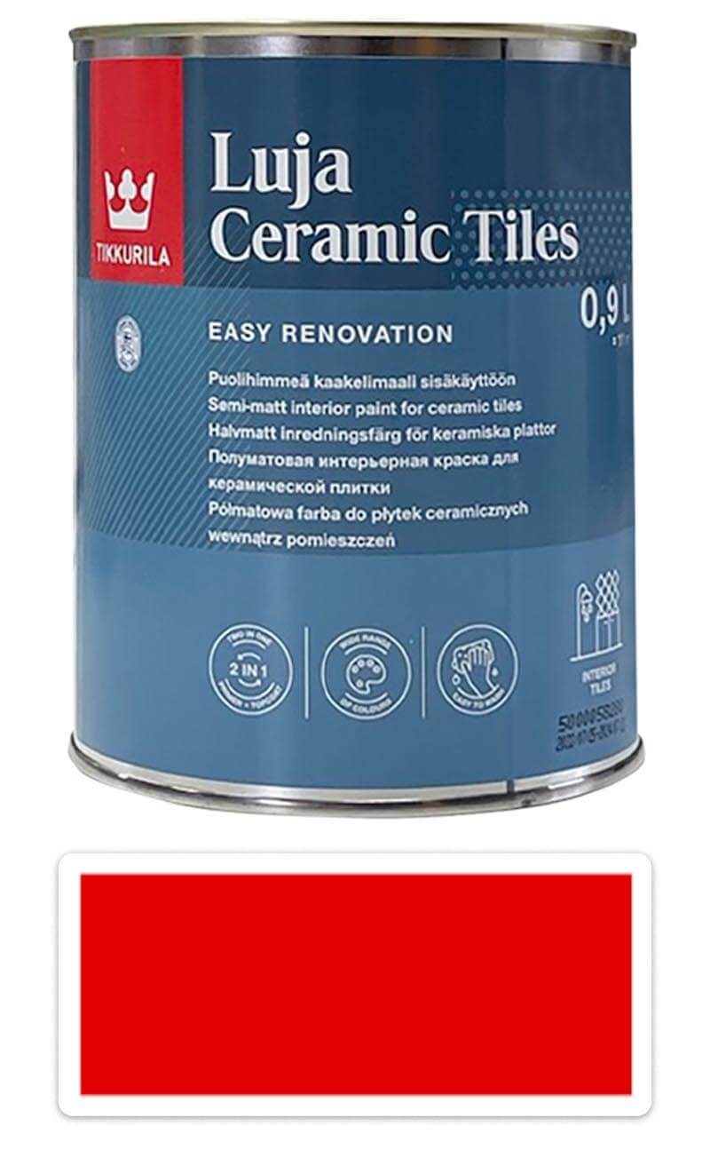 TIKKURILA Luja Ceramic Tiles - barva na keramické obklady 0.9 l Dopravní červená RAL 3020