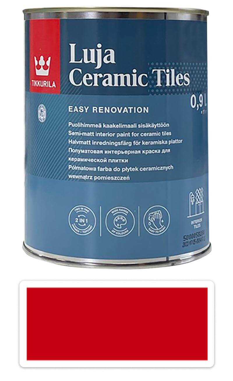 TIKKURILA Luja Ceramic Tiles - barva na keramické obklady 0.9 l Feuerrot / Ohnivě červená  RAL 3000