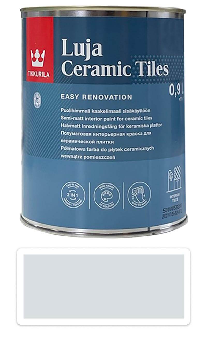 TIKKURILA Luja Ceramic Tiles - barva na keramické obklady 0.9 l Lichtgrau / Světle šedá RAL 7035