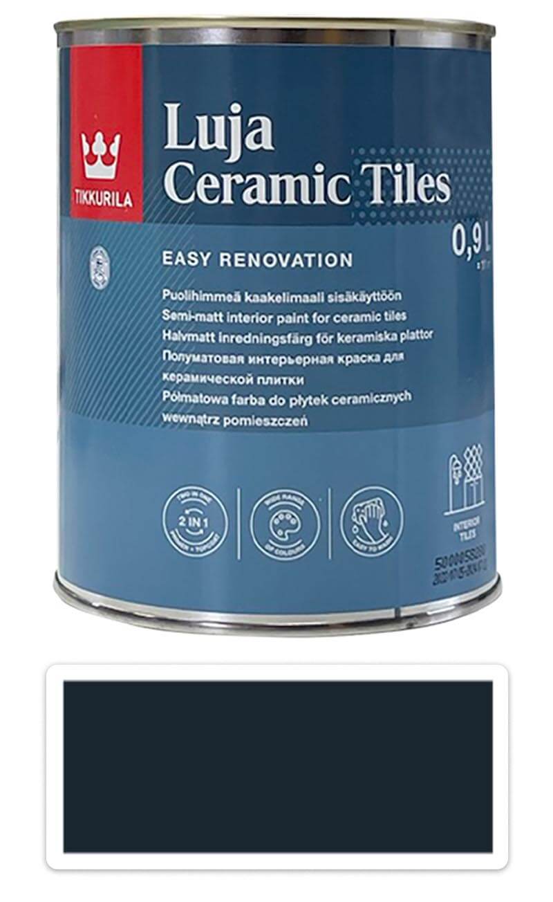 TIKKURILA Luja Ceramic Tiles - barva na keramické obklady 0.9 l Schwarzgrau / Černošedá RAL 7021