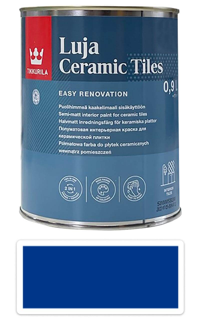 TIKKURILA Luja Ceramic Tiles - barva na keramické obklady 0.9 l Signalblau / Signální modrá RAL 5005