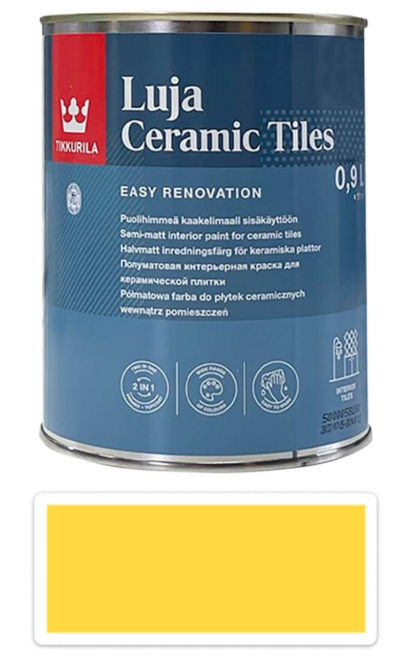 TIKKURILA Luja Ceramic Tiles - barva na keramické obklady 0.9 l Zinkgelb / Zinkově žlutá RAL 1018