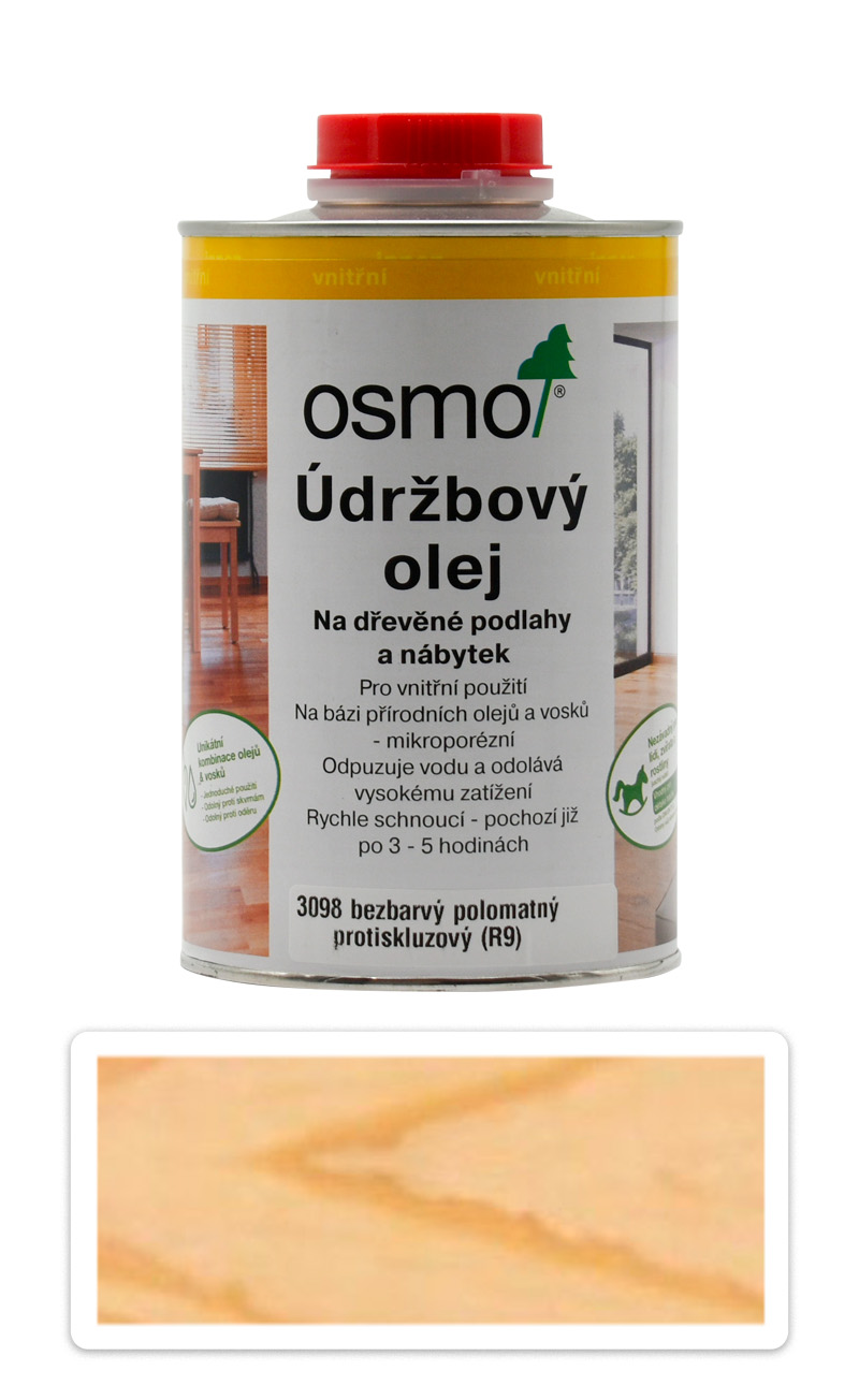 Údržbový olej OSMO 1l bezbarvý polomat 3098 protiskluzový R9