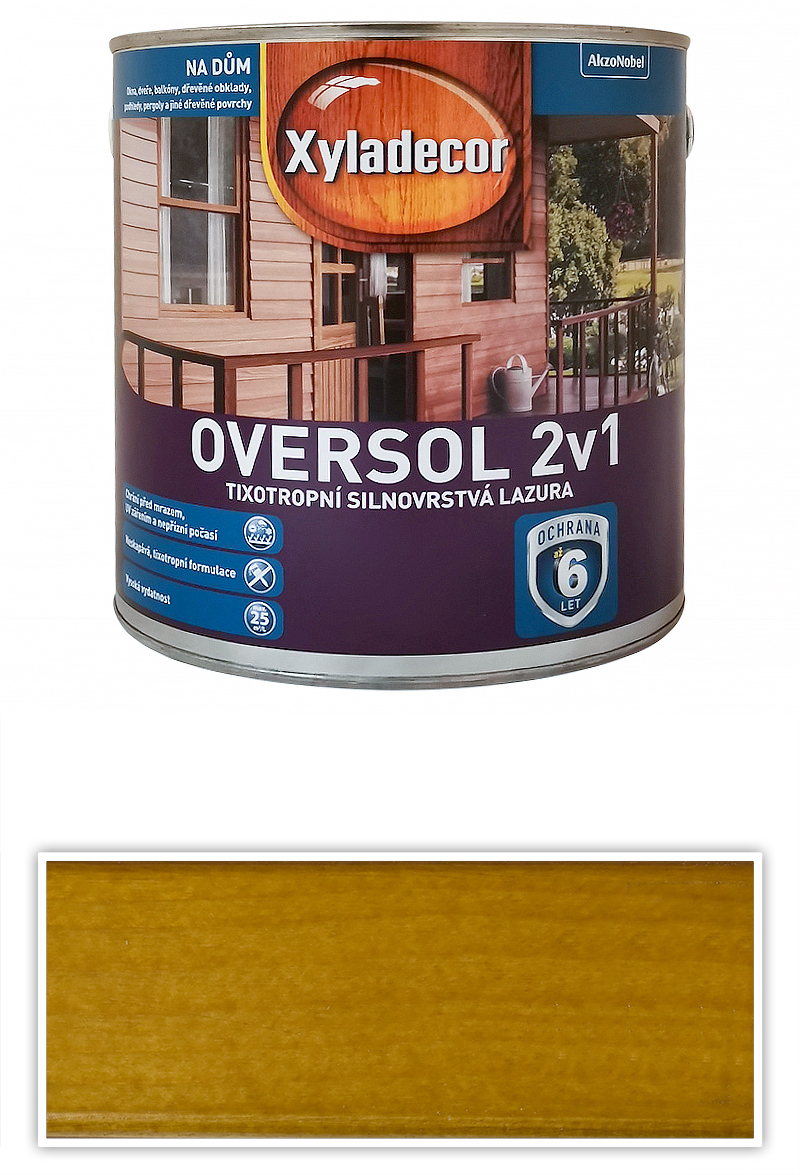 XYLADECOR Oversol 2v1 - tixotropní silnovrstvá lazura na dřevo 2.5 l Vlašský ořech