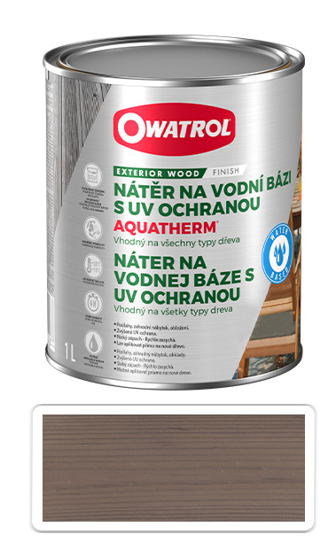 OWATROL Aquatherm - UV ochranný nátěr na dřevěné povrchy v interiéru a exteriéru 1 l Grafitově šedá