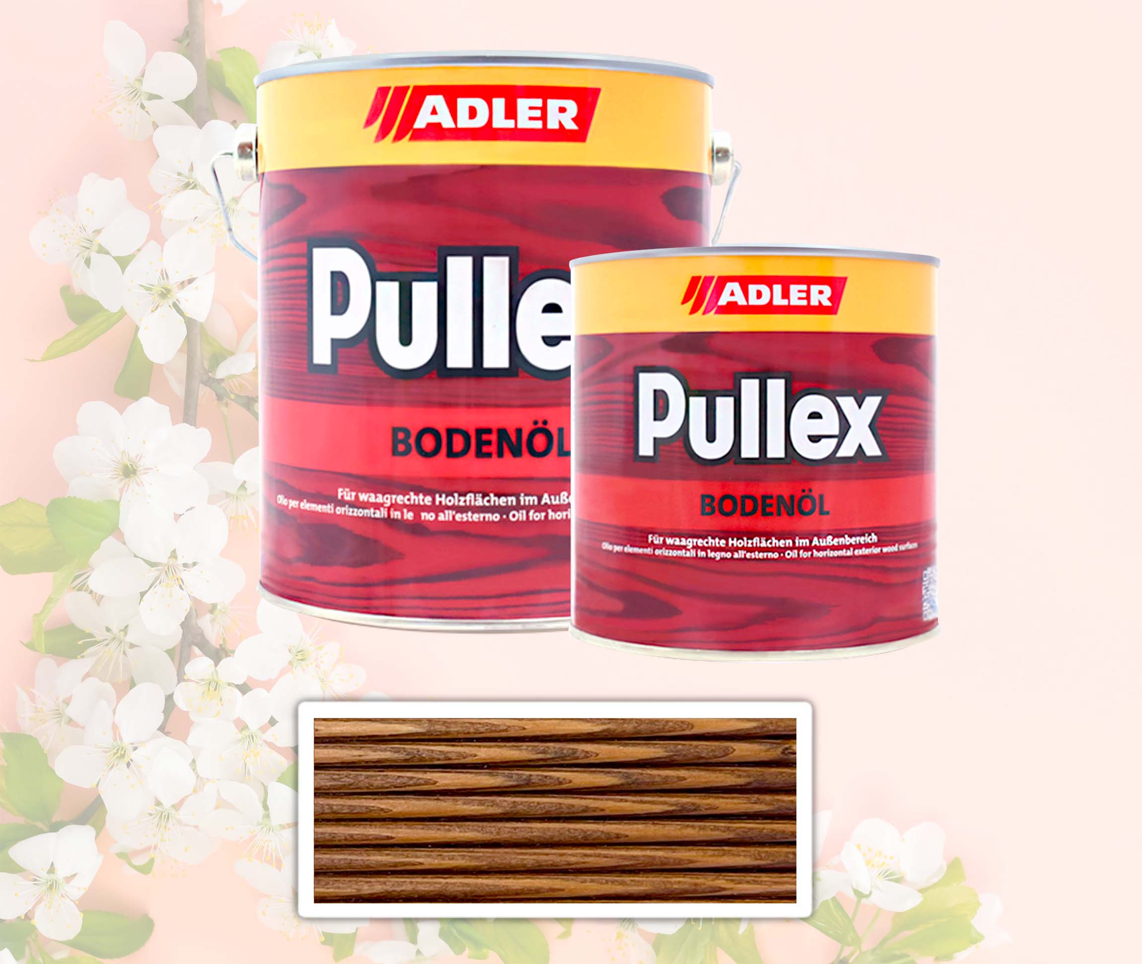 ADLER sada - Pullex Bodenöl - terasový olej 2.5 l Kongo + 0.75 l ZDARMA 50528