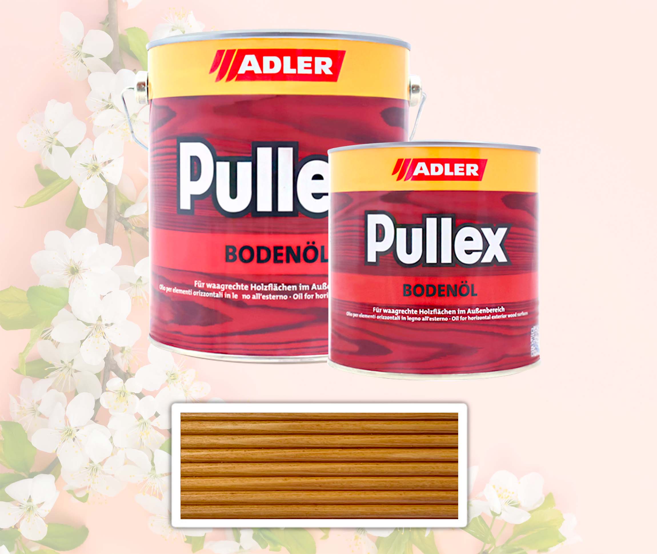 ADLER sada - Pullex Bodenöl - terasový olej 2.5 l Modřín 50547 + 0.75 l ZDARMA