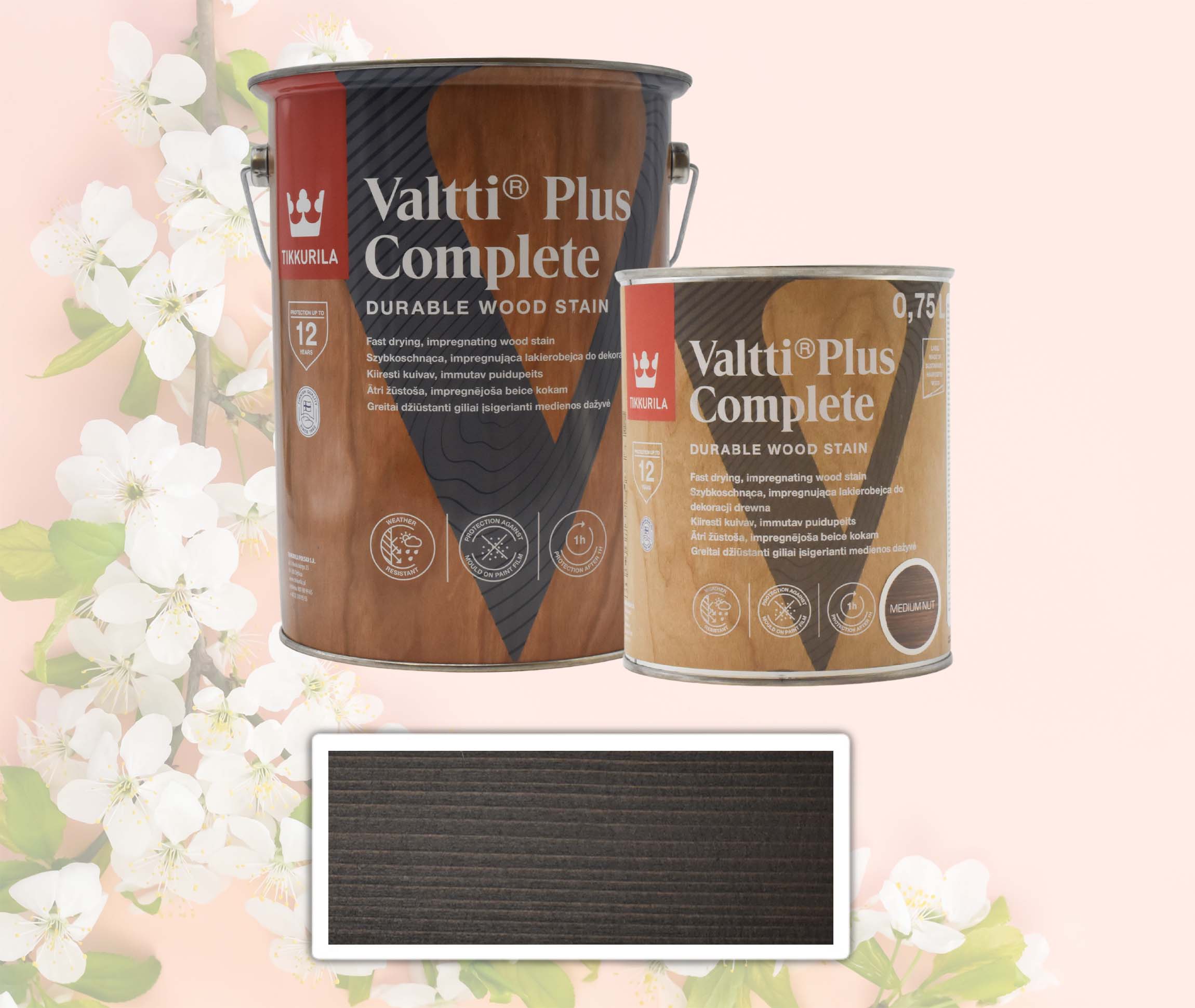 TIKKURILA Sada - Valtti Plus Complete - matná tenkovrstvá lazura 5 l Palisandr + 0.75 l ZDARMA