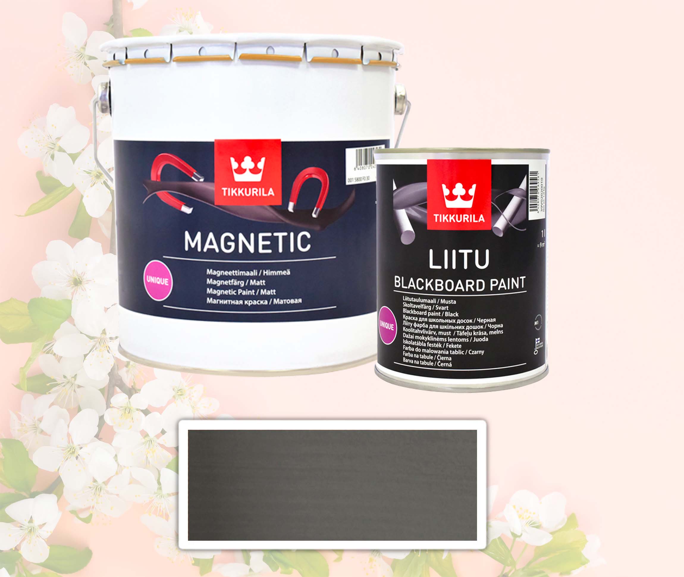 TIKKURILA sada - Magnetic barva 3 l Šedá + 1 l Liitu blackboard paint tabulová barva Černá ZDARMA