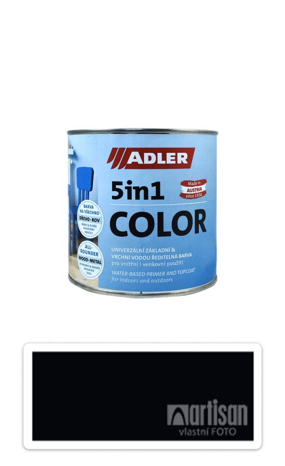 ADLER 5in1 Color - univerzální vodou ředitelná barva 0.75 l Tiefschwarz / Černá RAL 9005