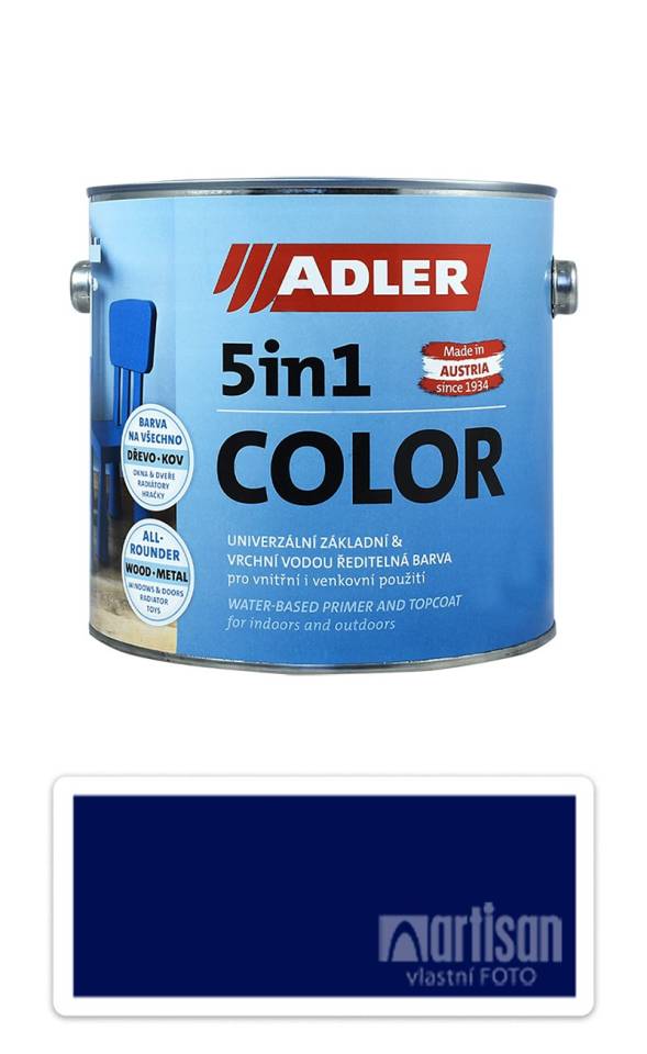 ADLER 5in1 Color - univerzální vodou ředitelná barva 2.5 l Nachtblau / Noční modrá RAL 5022