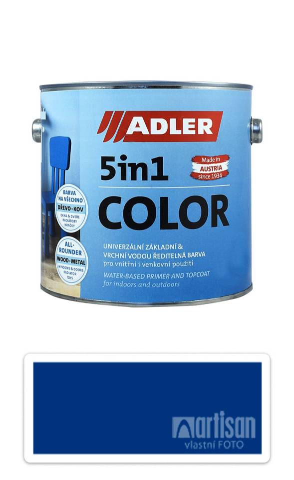 ADLER 5in1 Color - univerzální vodou ředitelná barva 2.5 l Signalblau / Signální modrá RAL 5005