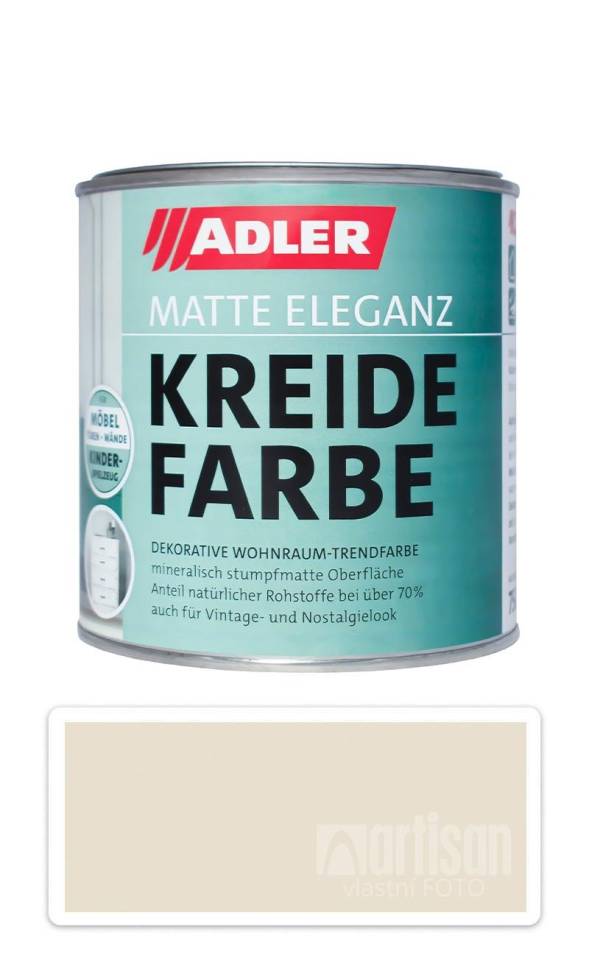 ADLER Kreidefarbe - univerzální vodou ředitelná křídová barva do interiéru 0.375 l Firn