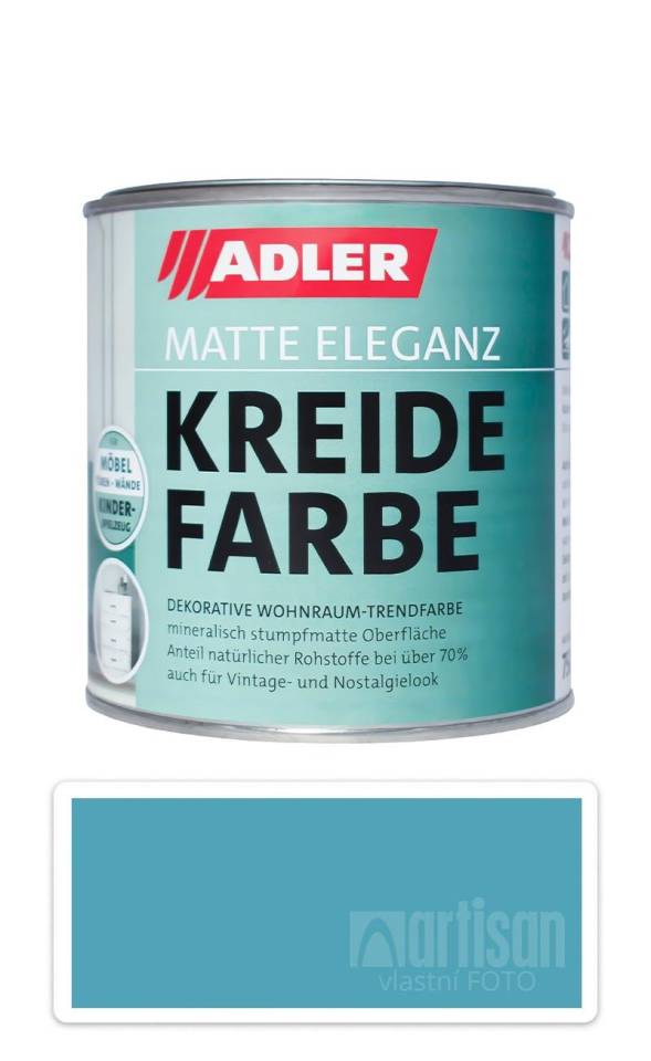 ADLER Kreidefarbe - univerzální vodou ředitelná křídová barva do interiéru 0.75 l Gletscherspalte