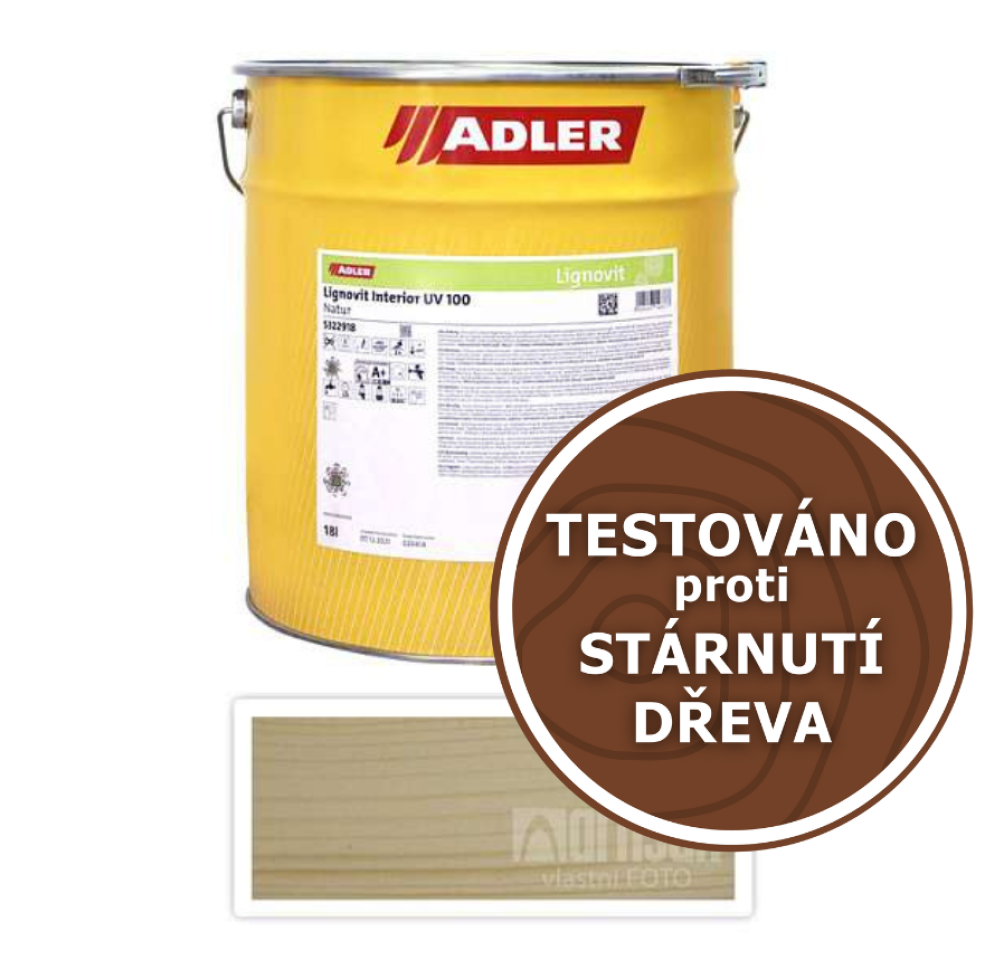 ADLER Lignovit Interior UV 100 - vodou ředitelná lazura na dřevo pro interiéry 22 l Přírodní 53229