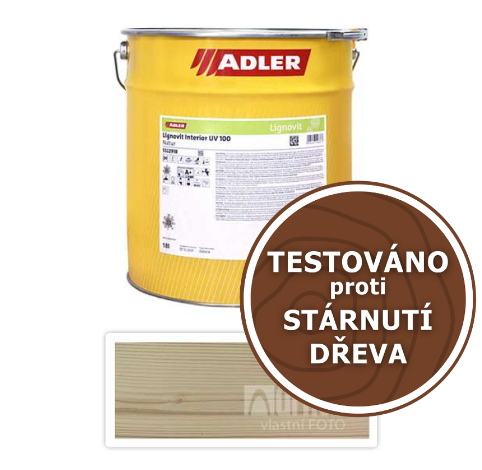 ADLER Lignovit Interior UV 100 - vodou ředitelná lazura na dřevo pro interiéry 22 l Tanne 53960