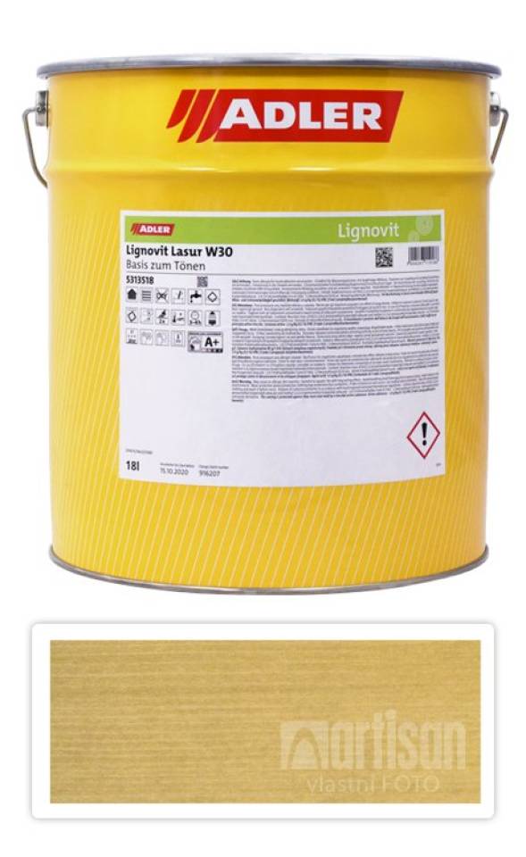 ADLER Lignovit Lasur - vodou ředitelná lazura na dřevo v exteriéru 18 l Sandbeige / Pískově béžová 53155