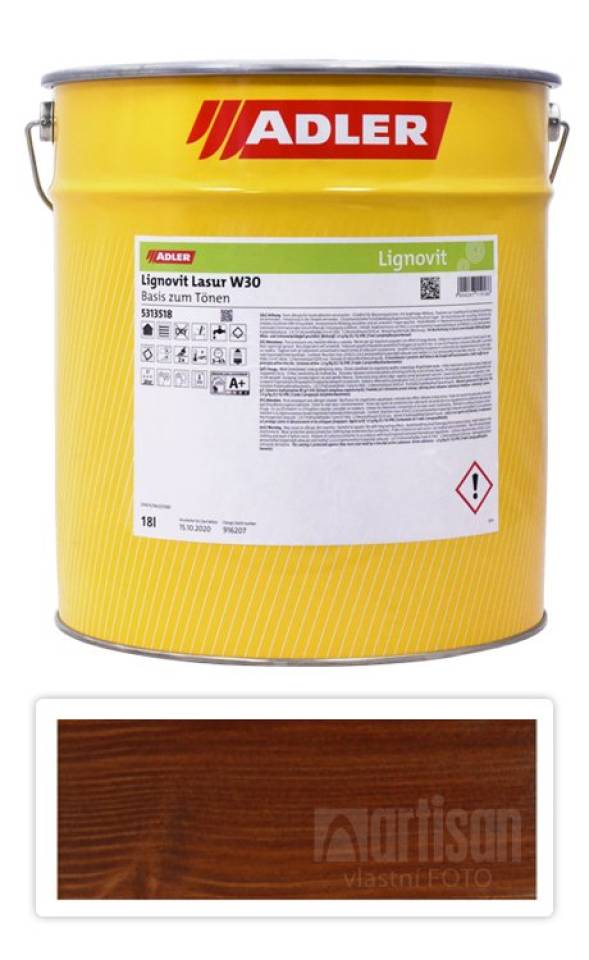 ADLER Lignovit Lasur - vodou ředitelná lazura na dřevo v exteriéru 18 l Teak 53140