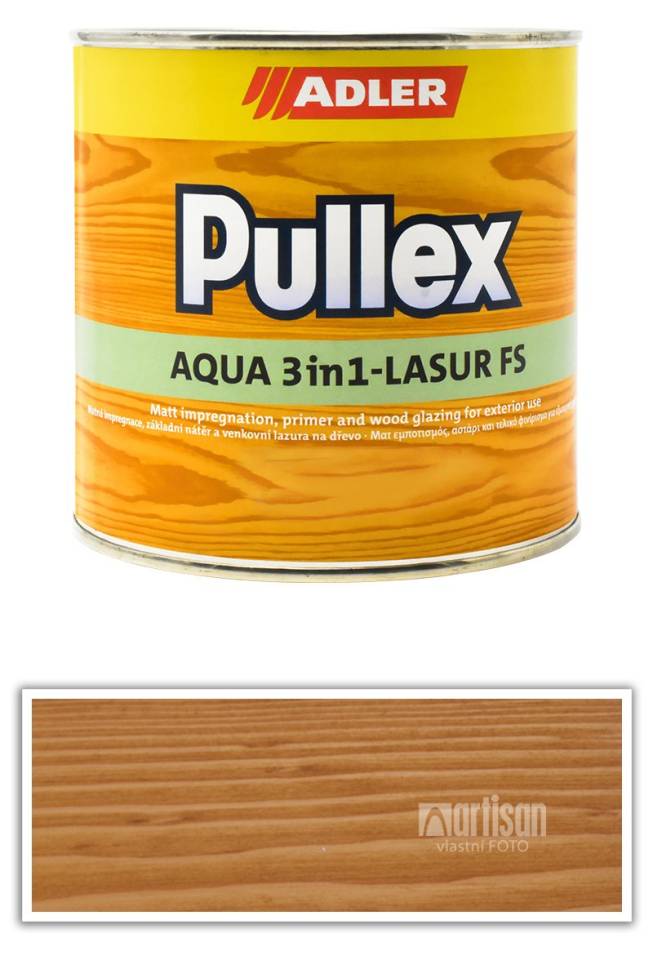 ADLER Pullex Aqua 3in1-Lasur FS - tenkovrstvá matná lazura na dřevo v exteriéru 0.75 l Dub
