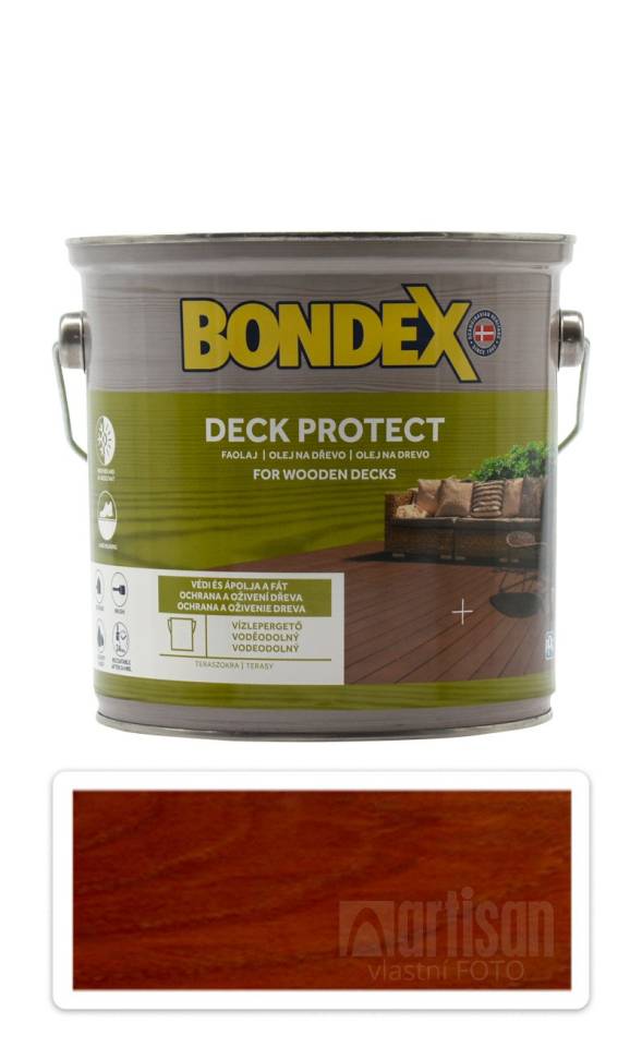BONDEX Deck Protect - ochranný syntetický olej na dřevo v exteriéru 2.5 l Červený mahagon
