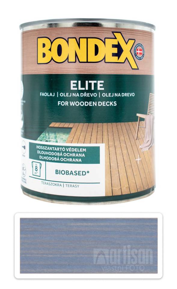 BONDEX Elite - odolný rychleschnoucí ochranný olej na dřevo v exteriéru 0.75 l Křemenně šedá