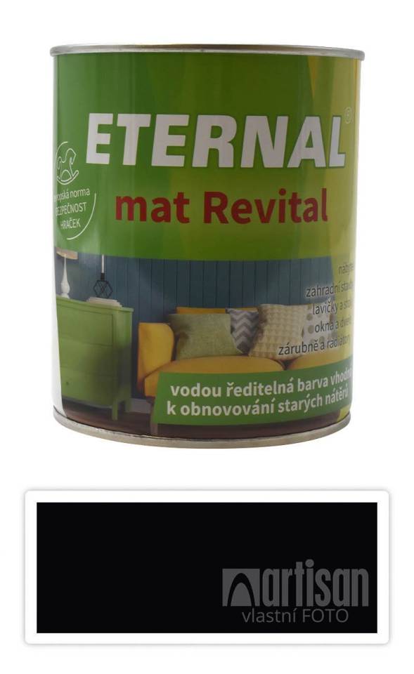 ETERNAL mat Revital - univerzální vodou ředitelná akrylátová barva 0.7 l Černá RAL 9005