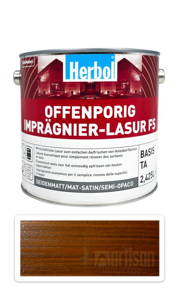 HERBOL Offenporig Impragnier-Lasur FS - impregnační lazura na dřevo 2.5 l Rustikální dub