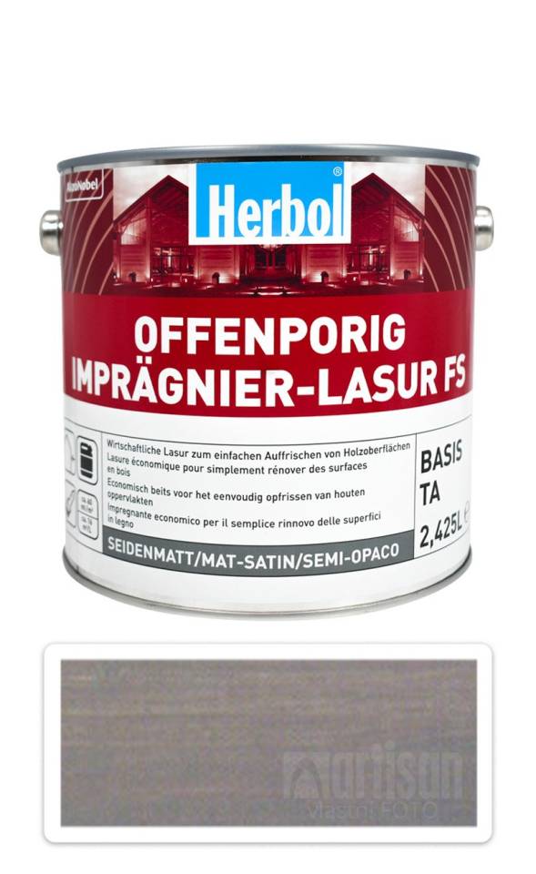 HERBOL Offenporig Impragnier-Lasur FS - impregnační lazura na dřevo 2.5 l Středně šedá