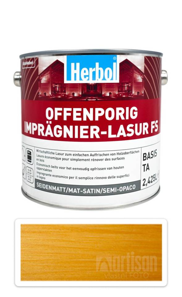 HERBOL Offenporig Impragnier-Lasur FS - impregnační lazura na dřevo 2.5 l Světlý dub