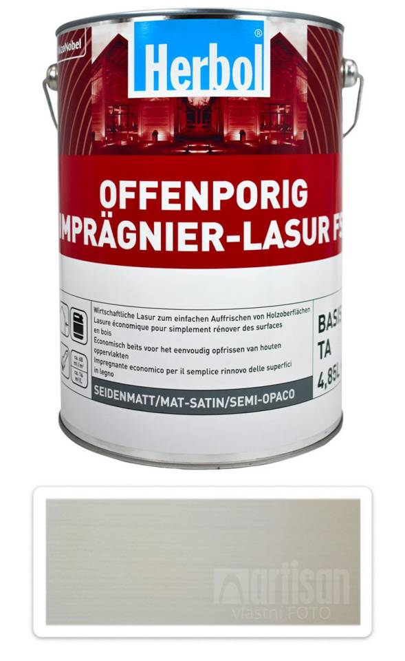 HERBOL Offenporig Impragnier-Lasur FS - impregnační lazura na dřevo 5 l Bílá