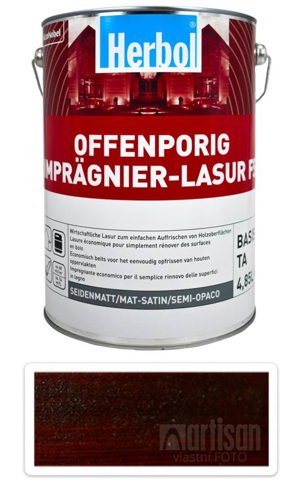 HERBOL Offenporig Impragnier-Lasur FS - impregnační lazura na dřevo 5 l Palisandr