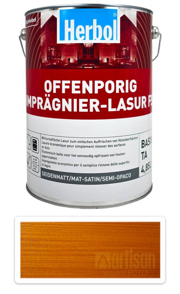 HERBOL Offenporig Impragnier-Lasur FS - impregnační lazura na dřevo 5 l Pinie